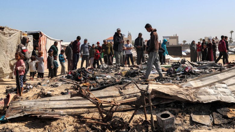 At least 37 people killed in Israeli strikes, most in displacement camps, Gaza rescuers say
