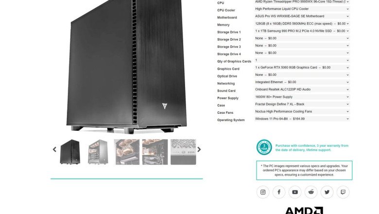 First workstation powered by AMD Threadripper PRO 9995WX now available from boutique PC maker