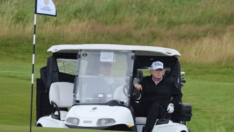 Trump plays golf in Scotland amid nationwide protests