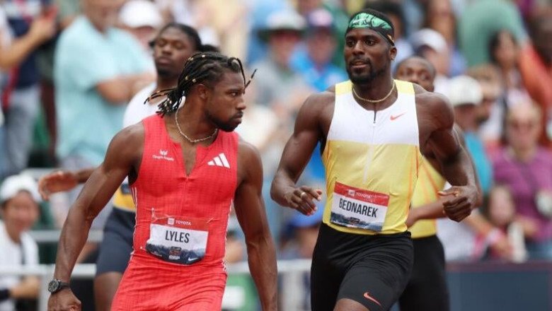 WATCH: Noah Lyles taunts Kenny Bednarek after win in 200-meter final; Bednarek shoves him back