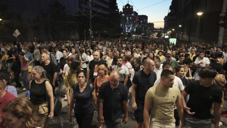 Serbia's student demonstrators march in silent anti-graft protest